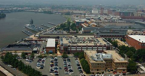 An undated file photo of an aerial view of the Washington Navy Yard. (U.S. Navy photo/Released)