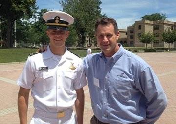 USMMA Midshipman Kevin Berto and Bren Wade, Crowley's manager for marine compliance