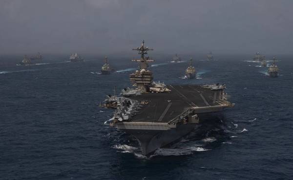 U.S. Navy Warships and Aircraft Transit Arabian Sea (Credit: US Navy)