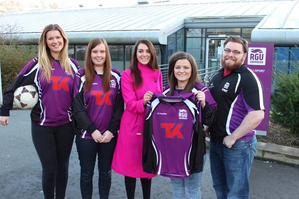 L to R: Abbie Carnegie, Vickie Houston, Gemma Gove, Cheryl Hogg and Vinny O’Donovan (Student president of sport and physical activity). (Credit:Robert Gordon University) 