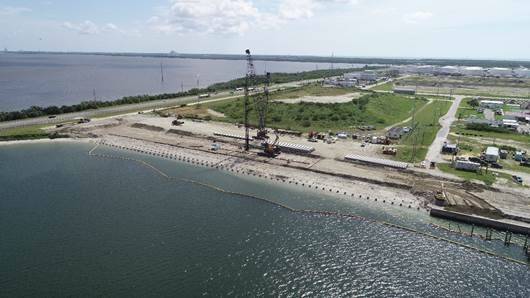 Aerial view of North Cargo Berth 8 under construction (Photo: Canaveral Port Authority)