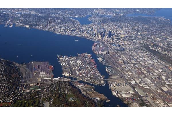 An aerial view of the NWSA Seattle docks (CREDIT: NWSA)