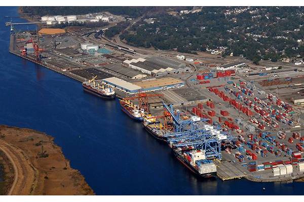 An aerial shot of the port of Wilmington, Delaware