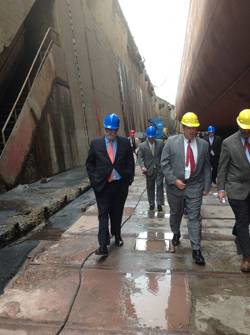 Port Authority of New York & New Jersey Executive Director Patrick Foye and Bayonne Dry Dock and Repair Corporation President Michael Cranston.