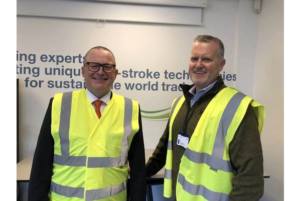 Bjarne Foldager (right), SVP, head of two stroke business at MAN ES hosted Maritime Reporter in Copenhagen for a look behind the scenes at its ammonia engine test bed &amp; facilities. Image courtesy MAN ES