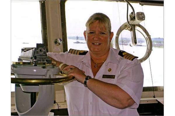 British Captain Sarah Breton was named the first female captain for P&O Cruises in 2010, and currently captains Fathom's 704-passenger Adonia (Photo: Carnival Corporation)