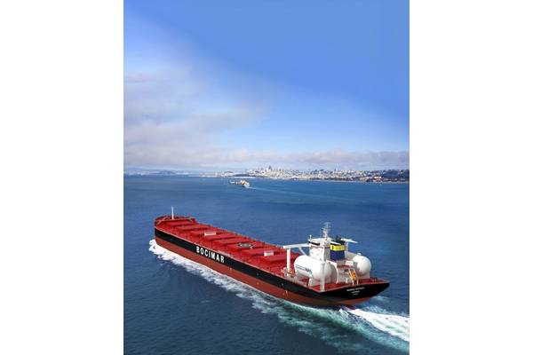 Bulk carrier CMB powered by ammonia.  Image courtesy WinGD/CMB.TECH