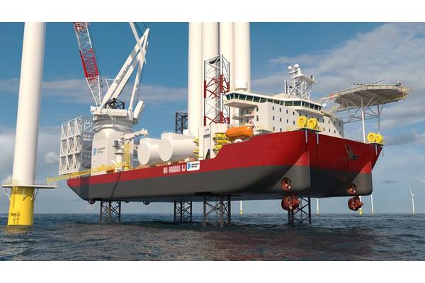 Charybdis will be the first WTIV ever built in the United States and one of the largest globally. The vessel’s main crane will have a boom length of 426 feet and an expected lifting capacity of 2,200 tons. (Image: Dominion Energy)