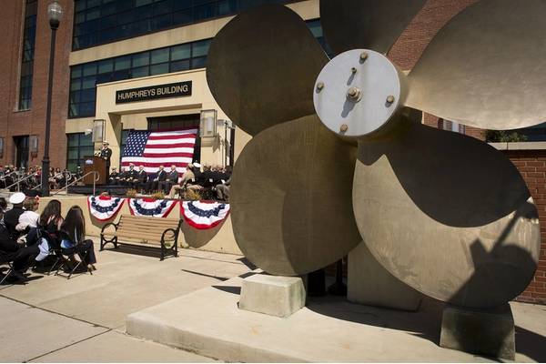 Chief of Naval Operations (CNO) Adm. Jonathan Greenert delivers remarks during the dedication ceremony for the Humphreys Building at the Washington Navy Yard. (U.S. Navy photo by Nathan Laird)