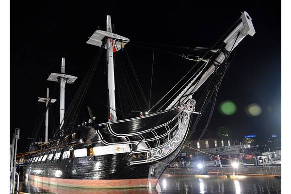 USS Constitution enters Dry Dock 1 in Charlestown Navy Yard to commence a multi-year planned restoration period. This is Constitution's first time in dry dock since its 1992-1996 restoration. (U.S. Navy photo by Mass Communication Specialist Seaman Matthew R. Fairchild/Released)