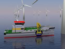 Damen's innovative “Twin Axe” Cat hull design. (Photo: Damen)