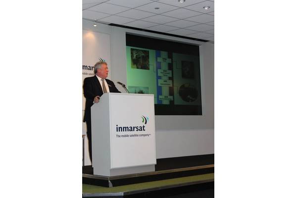 Frank Coles, President, Inmarsat Maritime giving his keynote presentation
