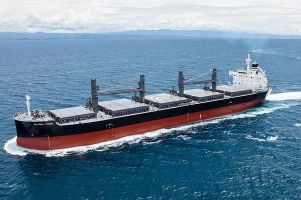 Global Coral (© NYK)
Type of ship: Bulk carrier
Length overall: 182.99 m
Breadth: 30.40 m
Gross tonnage: 27,460 tons
Ship management: MMS Co., Ltd.
Operation management: NYK Bulk & Projects Carriers Ltd.