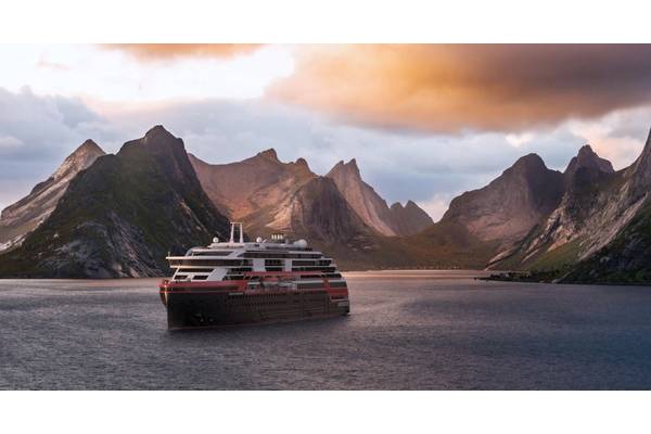 An impression of the MS Roald Amundsen cruising in the fjords of Norway.The ship is due for delivery later this year. Graphic courtesy of Hurtigruten