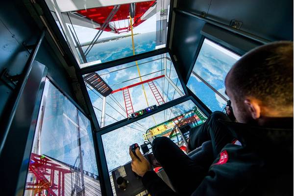 Inside the crane simulator (Photo: Peel Ports)