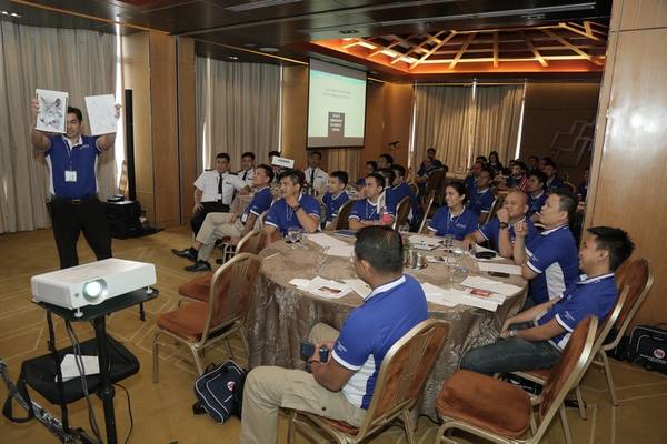 Kevin Menon conducting wellness workshop during recent Wallem Fleet Officers' Meeting in Manila. Photo: Wallem
