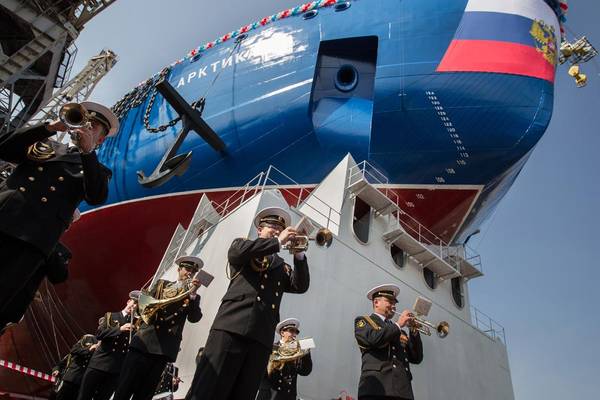 The launching ceremony for nuclear icebreaker Arktika took place at the Baltijskiy Zavod in St Petersburg (Photo: Rosatom)