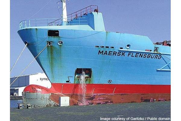 Maersk Flensburg ballasting water. (Source: Maersk Maritime Technology / Public Domain)
