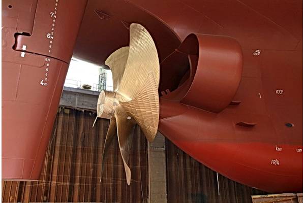 “Meanwhile we have equipped eleven vessels of the type Rhein-M with Schneekluth-ducts. With this we safe 200 to 400 liter heavy fuel per day per ship,” said Gerd Wessels.(the mounting of the Schneekluth WED & spoilers effects a hitch-less and linear water stream to the propeller). (Image: Wessels GmbH)  