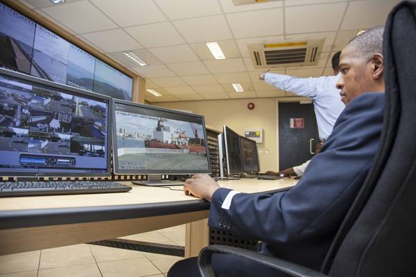 The newly renovated control room at the Port of Durban boasts state-of-the-art video walls for added visibility across the port.