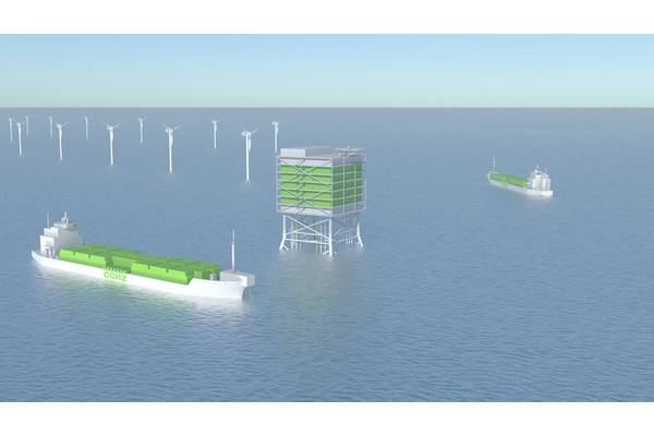 The OffsH2ore project has developed a design for an 500MW offshore hydrogen production facility powered by offshore wind. Source Fraunhofer ISE.