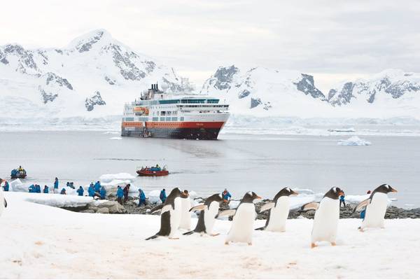 Onshore fun: Hurtigruten personnel at Neko Harvour, Antarctica (Credit: Marsel van Oosten/courtesy Hurtigruten AS)