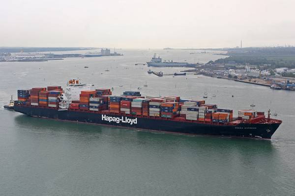 The Osaka Express (8,749 TEU) on which Wallutis is currently working as a second officer. (Photo: Hapag-Lloyd)