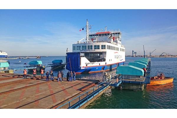 A new partnership between Burgess Marine and MMD Shipping Services Ltd, part of Portsmouth City Council, launched at Portsmouth Commercial Port with emergency work for Wightlink. (Photo: Burgess Marine Ltd.)