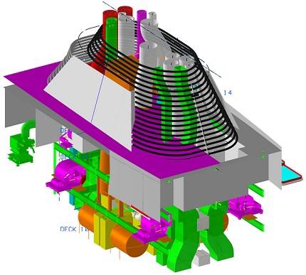 quasi-3D illustration of the scrubber system (courtesy Fincantieri Cantieri Navali Italiani S.p.A.)