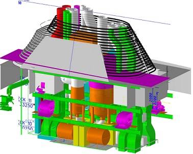 quasi-3D illustration of the scrubber system (courtesy Fincantieri Cantieri Navali Italiani S.p.A.)