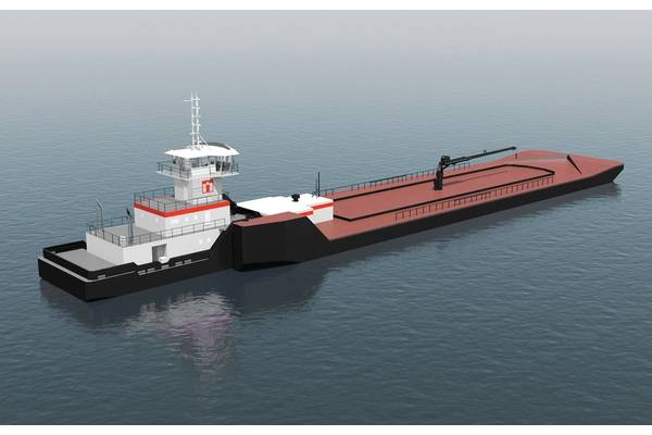 A rendering of the tug as it will look coupled to its barge. (Image: ITB)
