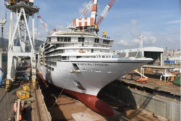 Seabourn Ovation is being built by Italian shipbuilder Fincantieri at its shipyard in Sestri, Genoa. (Photo: Fincantieri)