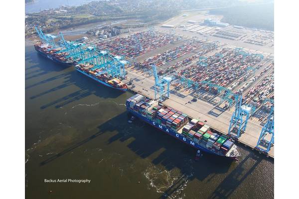 Three ships working cargo at VIG. Image Credit: Port of virginia