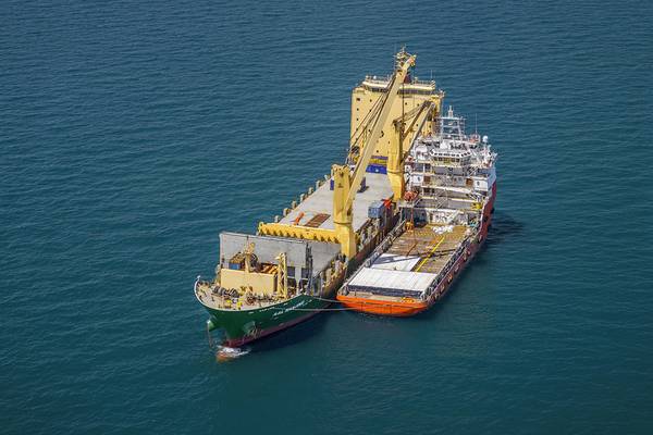 A typical, one-of-a-kind, multi-purpose offshore transfer of cargo. CREDIT: AAL
