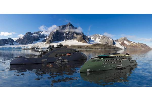 ULSTEIN THOR and ULSTEIN SIF with an autonomous surface vehicle underway. Image courtesy Ulstein