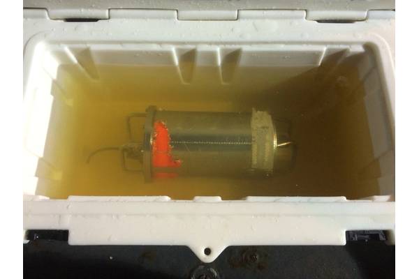 El Faro voyage data recorder in fresh water on the USNS Apache (Photo: NTSB)