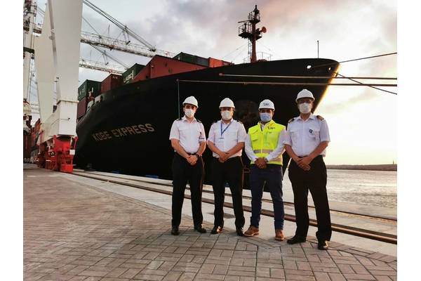 Wärtsilä Voyage and Tanger Med enable first real-life digital port call for Hapag-Lloyd vessel. Container ship Kobe Express pictured. © Tanger Med